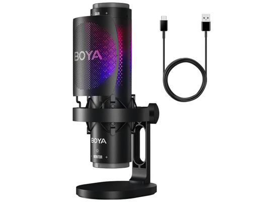 BOYA K9 RGB Gaming Condenser Mic Kit with Pop Filter, Shock Mount, Cover & USB-C Cable – Ideal Podcast Mic Set for Podcasting, Streaming and Gaming (Black)